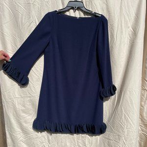 Tahari ASL Laser Cut Ruffle Crepe Shift Dress